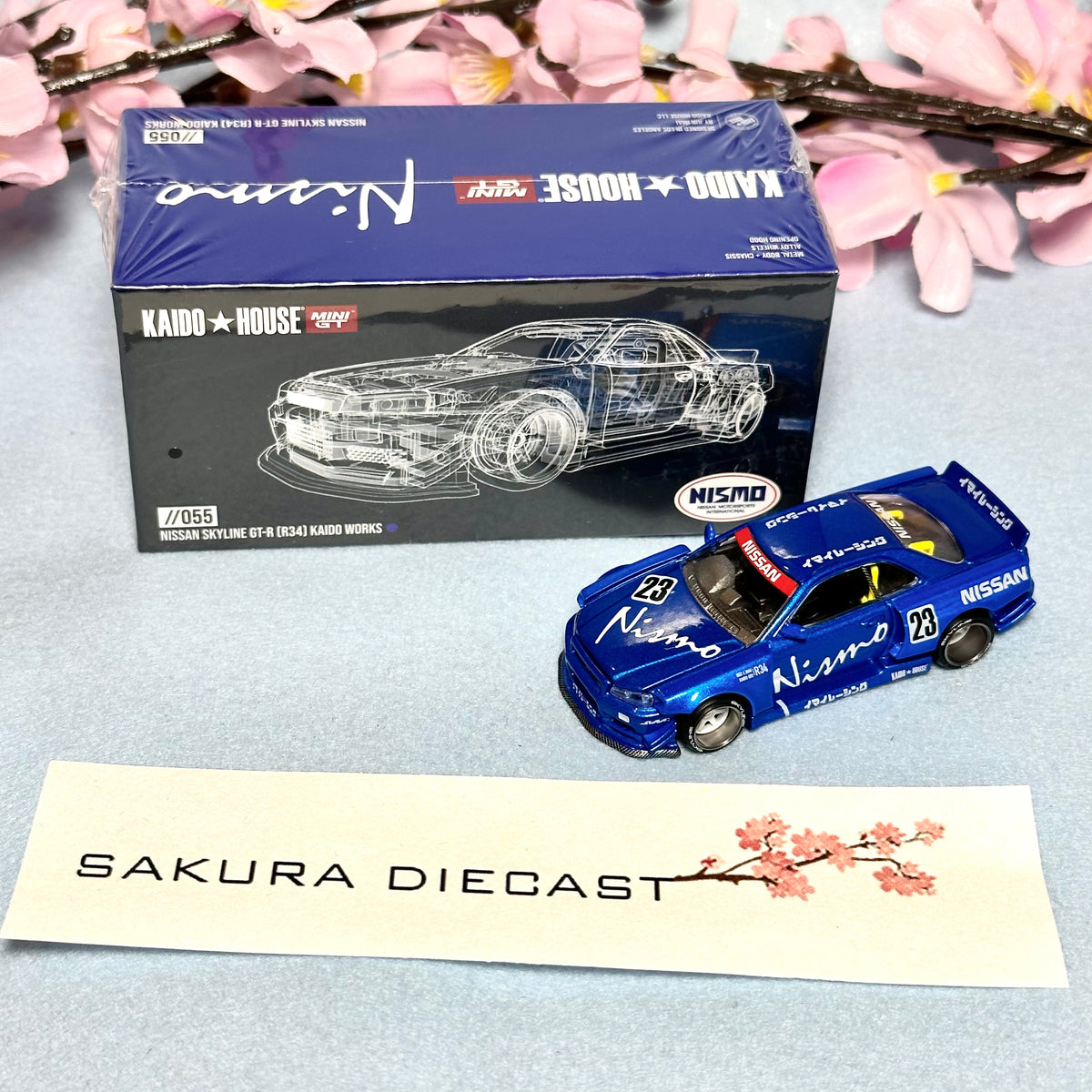 1/64 Mini GT Kaido-House Nissan Skyline GTR GT-R R34 055 (blue 1/64 Mini GT Kaido-House Nissan Skyline GTR GT-R R34 055 (blue