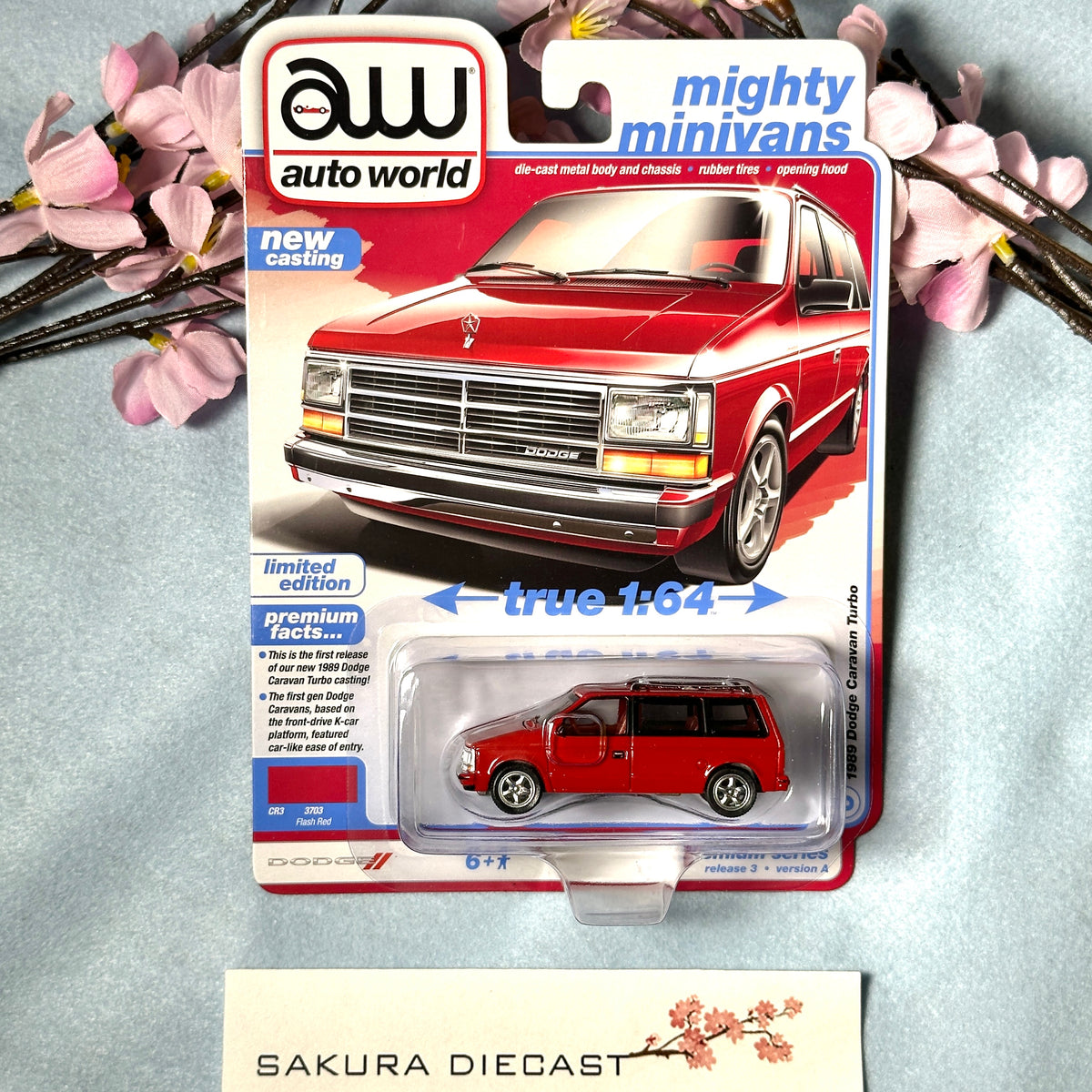 1/64 Auto World 1989 Dodge Caravan Turbo (red) – Sakura Diecast
