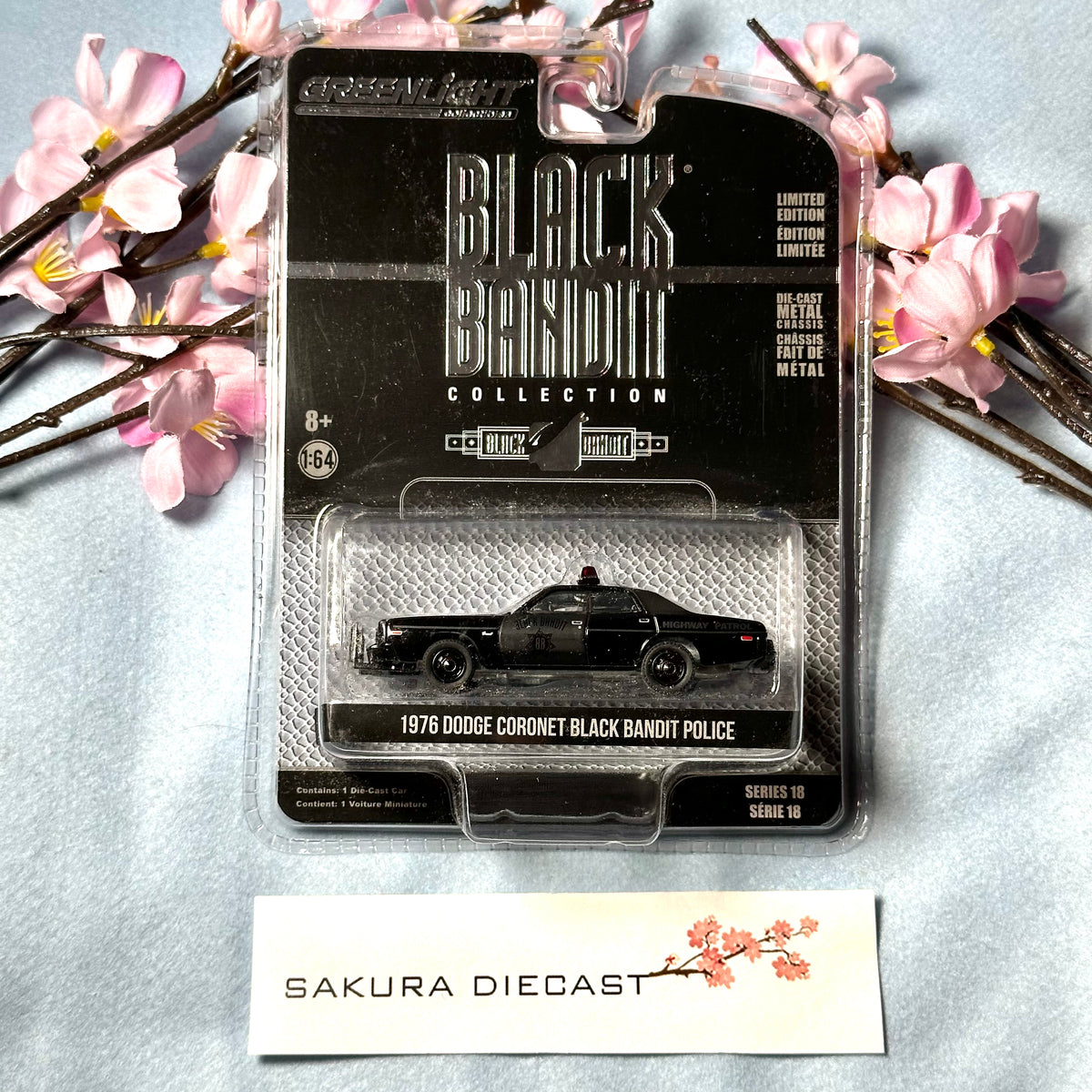 1/64 Greenlight 1976 Dodge Coronet Black Bandit Police – Sakura