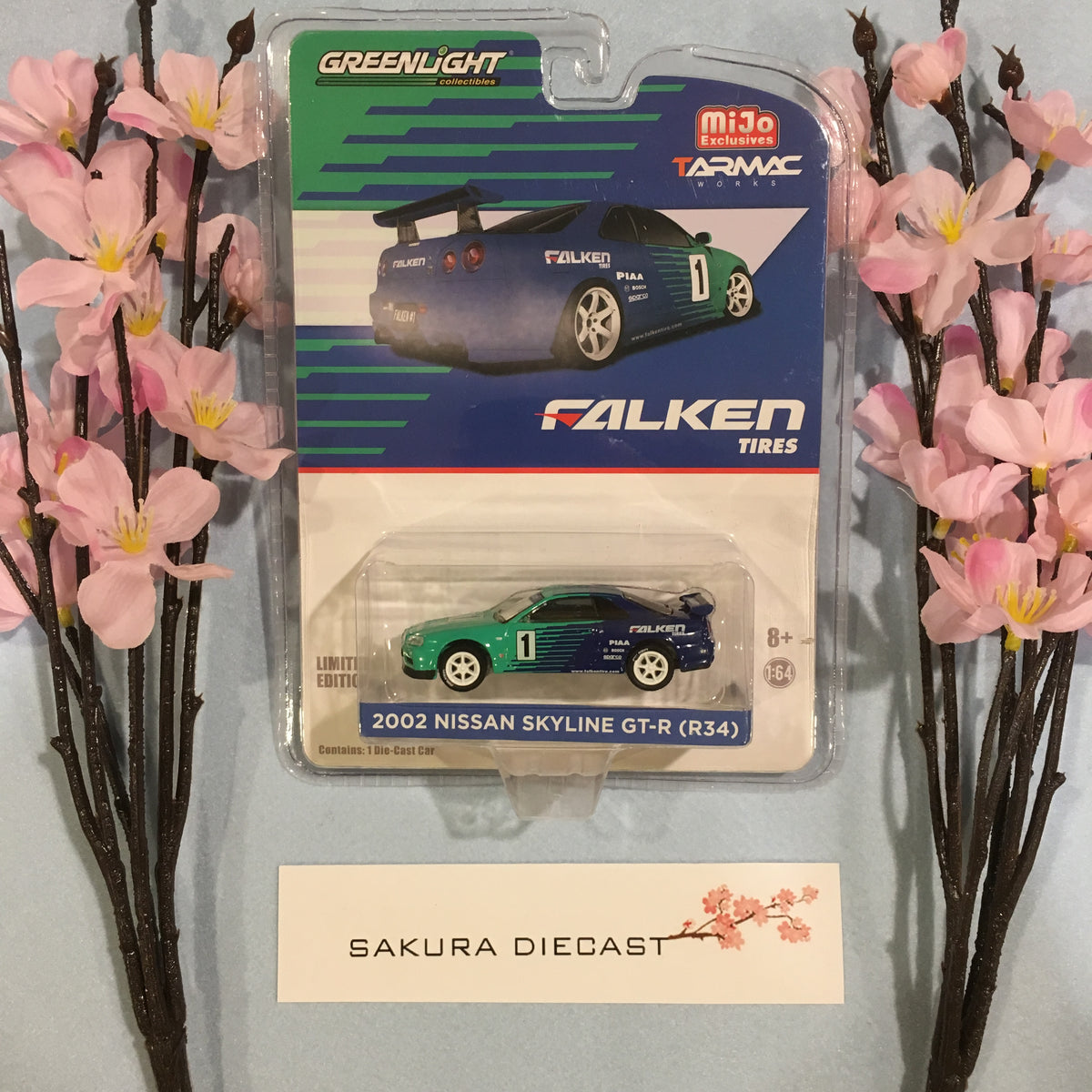 1 64 Greenlight Nissan GT R R34 Falken Sakura Diecast