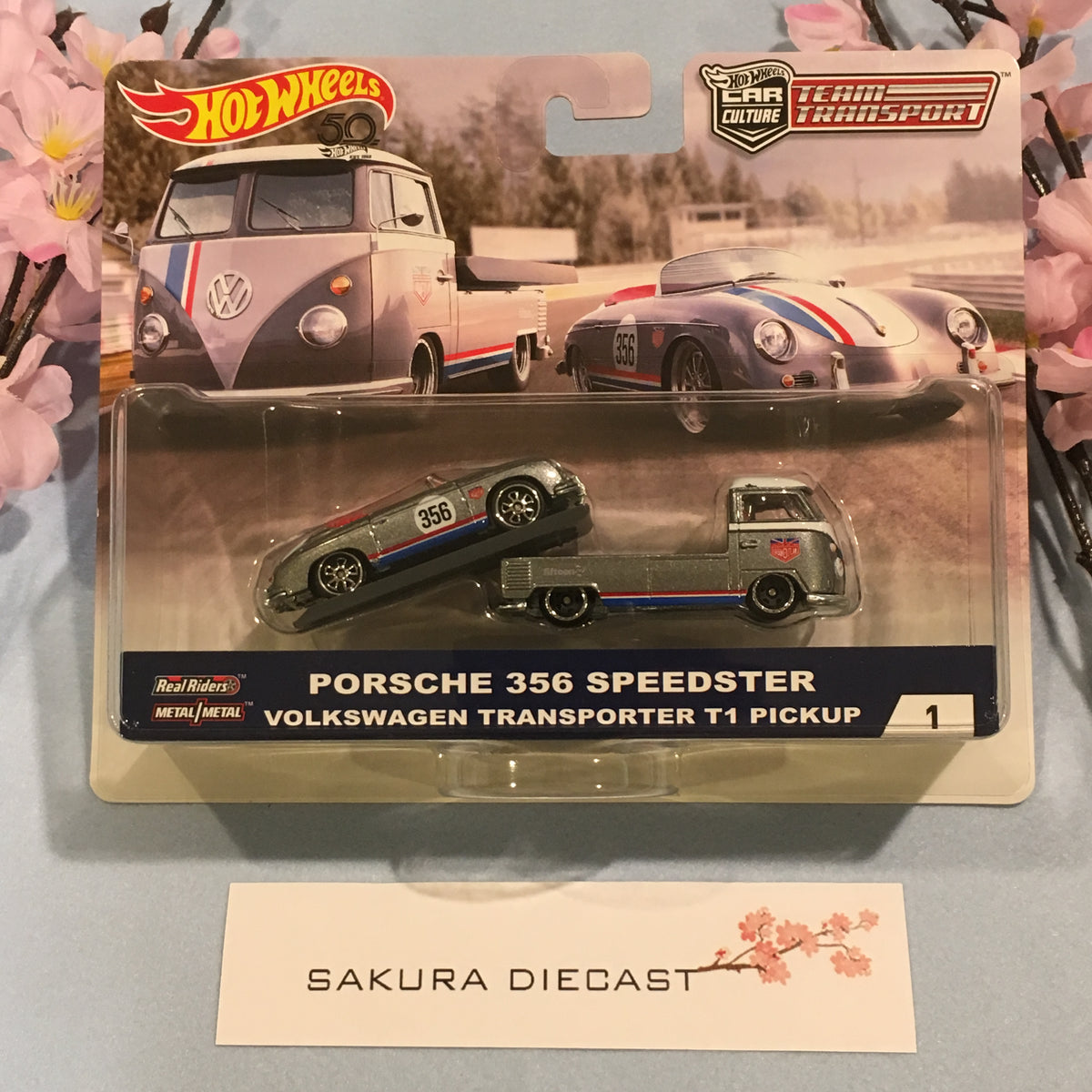 1 64 Hot Wheels Car Culture Team Transport Porsche 356 Speedster and Sakura Diecast