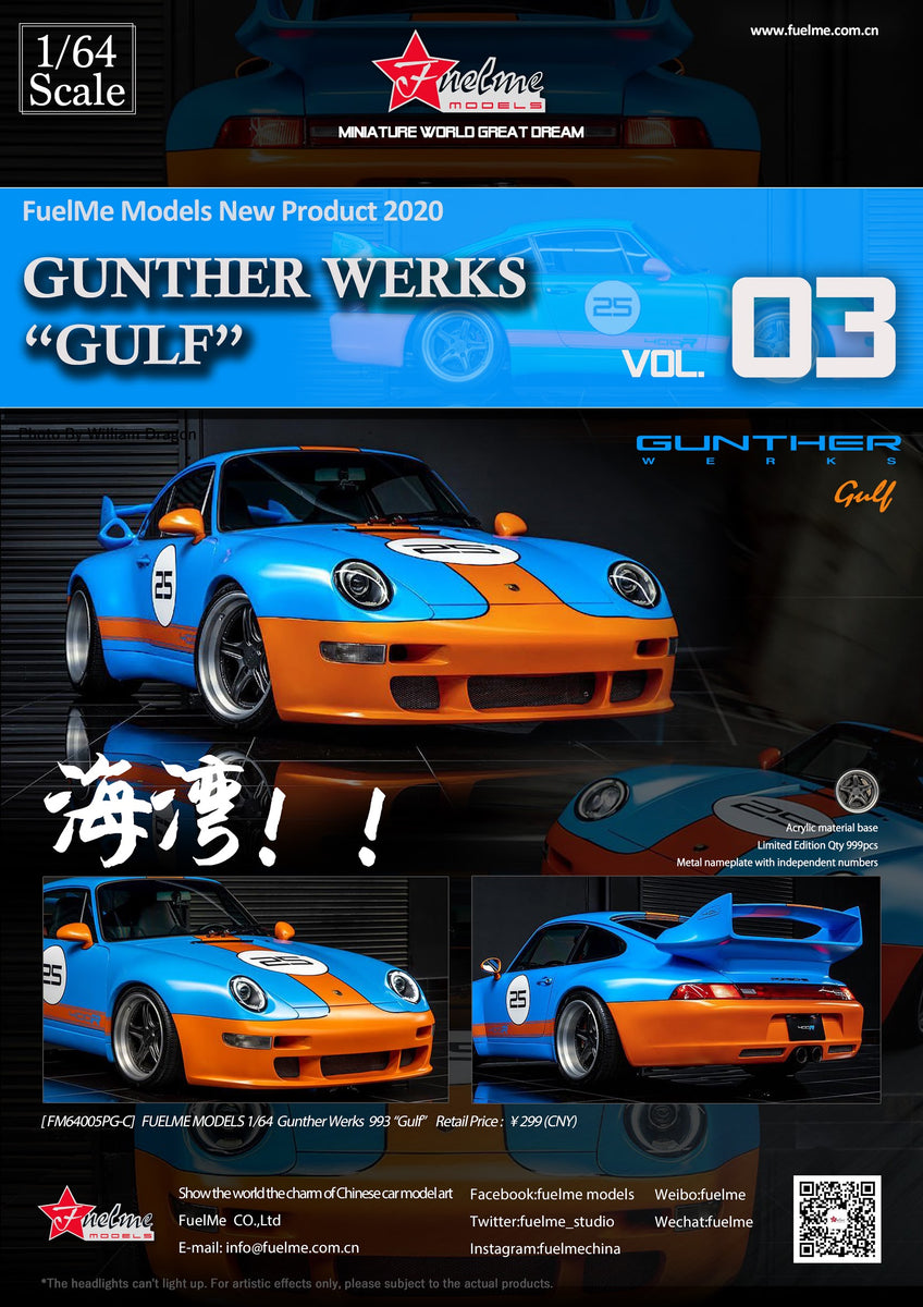 1/64 FuelMe Porsche 911 400R (993) Gunther Werks (Gulf) – Sakura Diecast