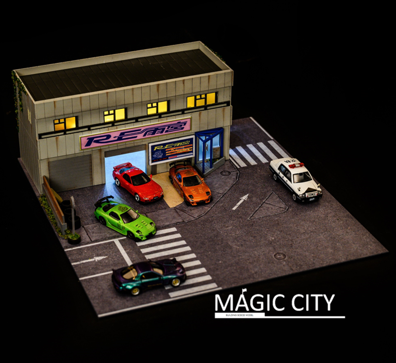 1/64 Magic City RE Amemiya Garage Diorama Kit – Sakura Diecast