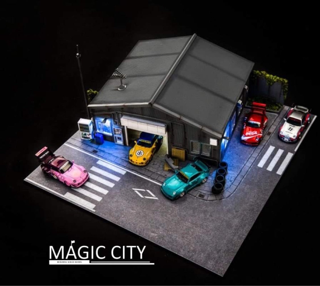1/64 Magic City Porsche RWB Shop Diorama Kit – Sakura Diecast