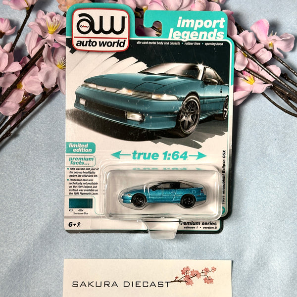 1/64 Auto World 1991 Mitsubishi Eclipse GSX (teal)