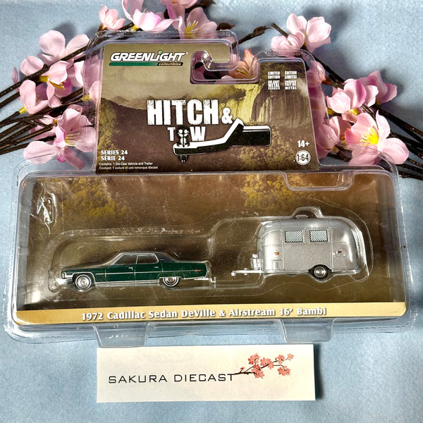 1/64 Greenlight Hitch & Tow - 1972 Cadillac Sedan DeVille and Airstream ‘16 Bambi