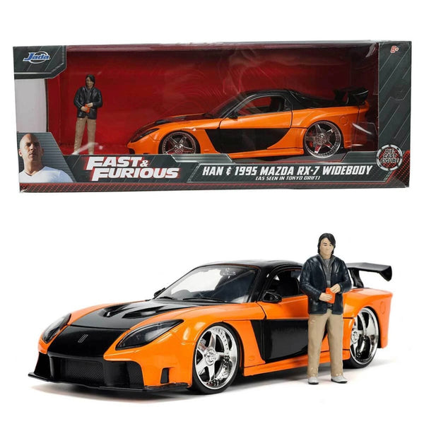 1/24 Jada Fast & Furious Han’s Mazda RX-7 Veilside Fortune 7 with Han figure (Tokyo Drift)