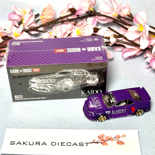 1/64 Mini GT Kaido-House Nissan Skyline GTR GT-R R34 048 (purple 1/64 Mini GT Kaido-House Nissan Skyline GTR GT-R R34 048 (purple