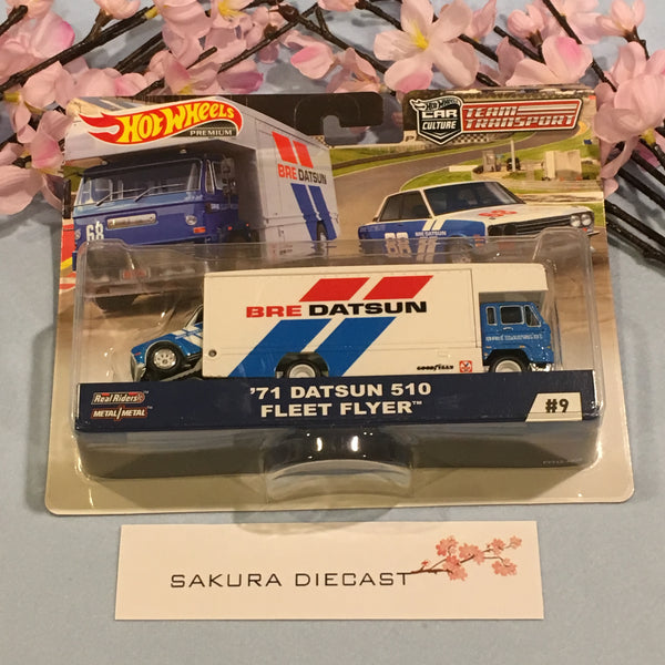 1 64 Hot Wheels Car Culture Team Transport 71 Datsun 510 and Fleet Sakura Diecast