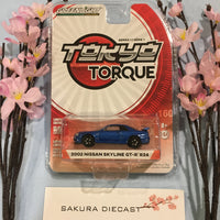 1/64 Greenlight Tokyo Torque Series 1 - 2002 Nissan Skyline GT-R R34 (blue)