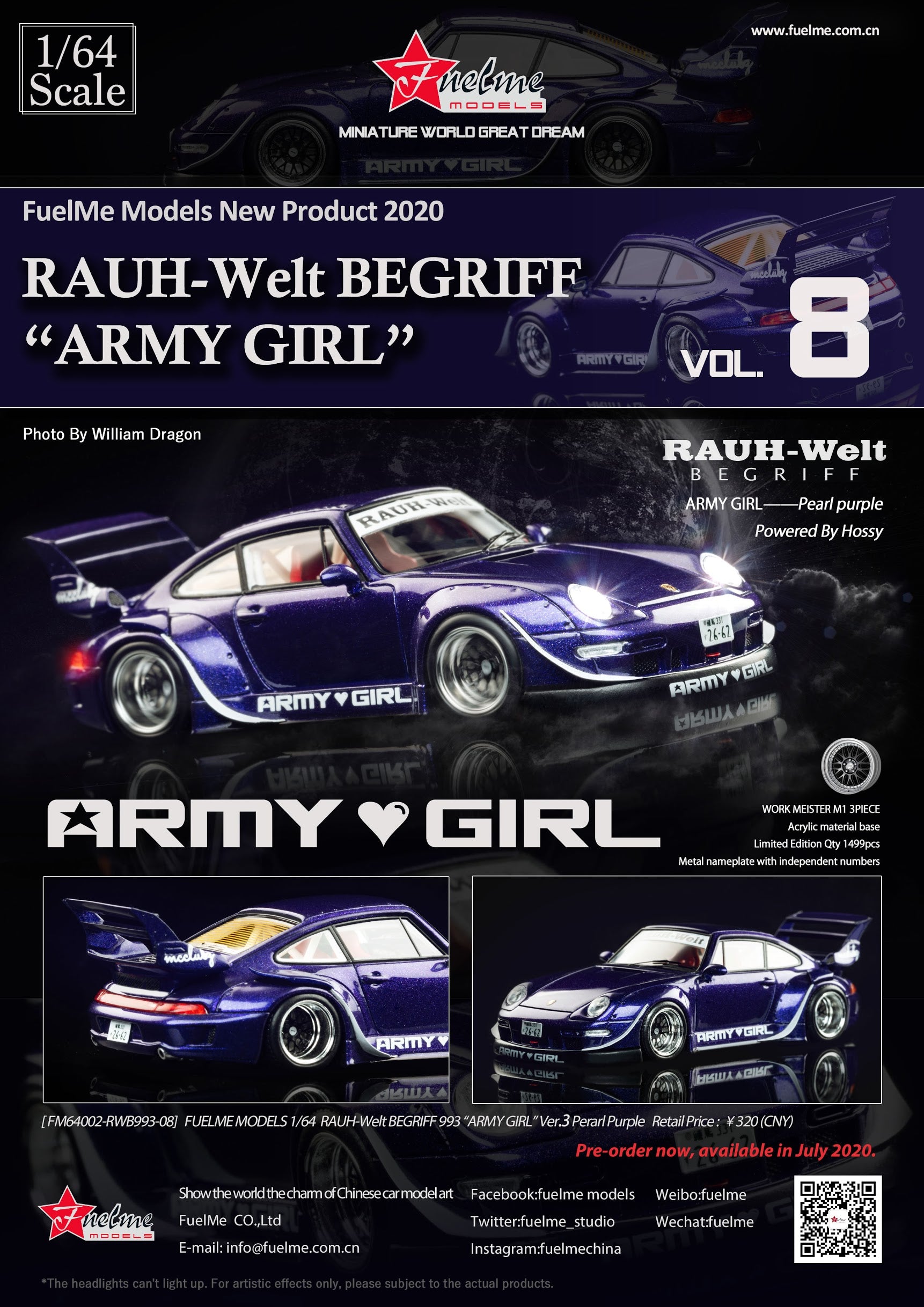 希少品　1/64 fuelme RWB armygirl Fuelme 1/64 Porsche 993 RWB ARMY GIRL Ver.2 Ltd 0770/1499