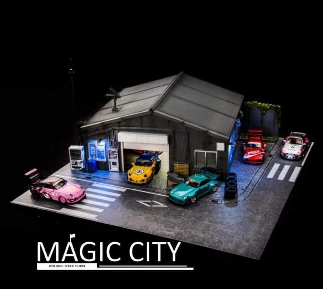 1/64 Magic City Porsche RWB Shop Diorama Kit – Sakura Diecast