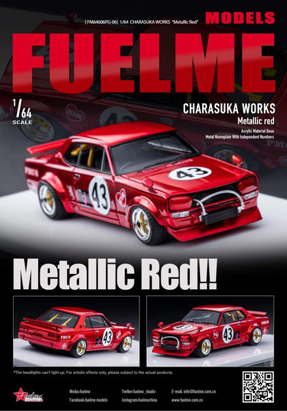 1/64 FuelMe Nissan Skyline GT-R KPGC10 Hakosuka Charasuka Works LBWK Metallic Red