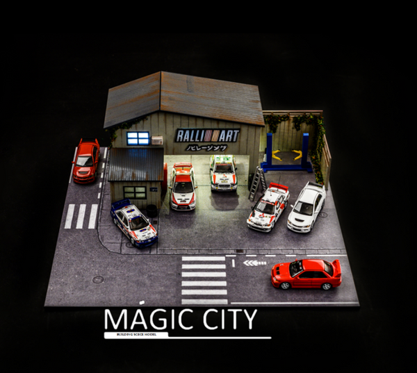 1/64 Magic City Mitsubishi Ralliart Garage Diorama Kit